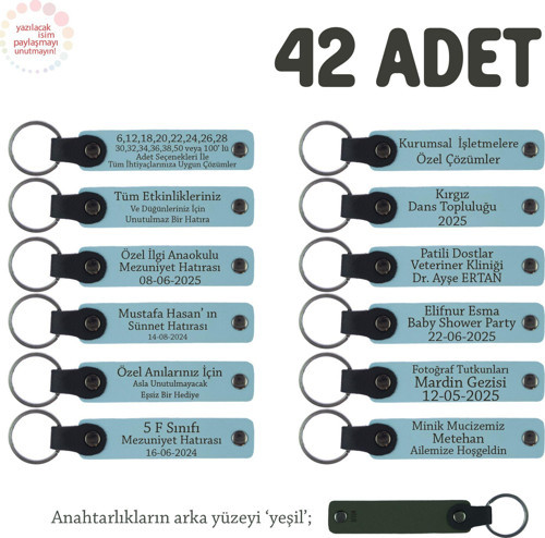 Gök Mavi & Yeşil, Dernekler İçin Üzerinde İsim Ve Mesaj Yazılabilen 42' li Anahtarlık Seti