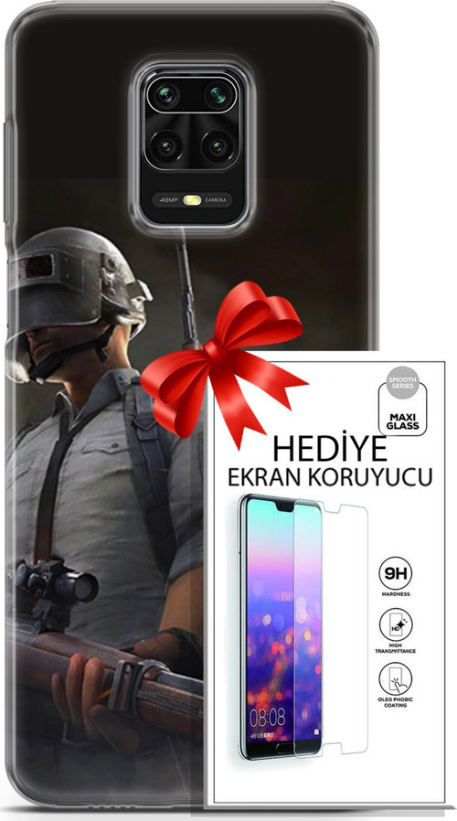 Xiaomi Redmi Note 9S Kılıf Orijinal Seri Pubg 02 Battlegrounds Kapak Ve Ekran Koruyucu