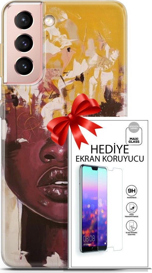Samsung Galaxy S21 Kılıf Orijinal Seri Soul 23 Sarı Kahverengi Telefon Kabı Ve Ekran Koruyucu