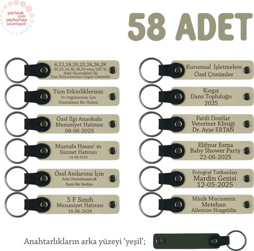 Sütlü Kahve & Yeşil, Havayolu Sektörü İçin Özel Üretim Hediyelik Anahtarlık, 58' li Set