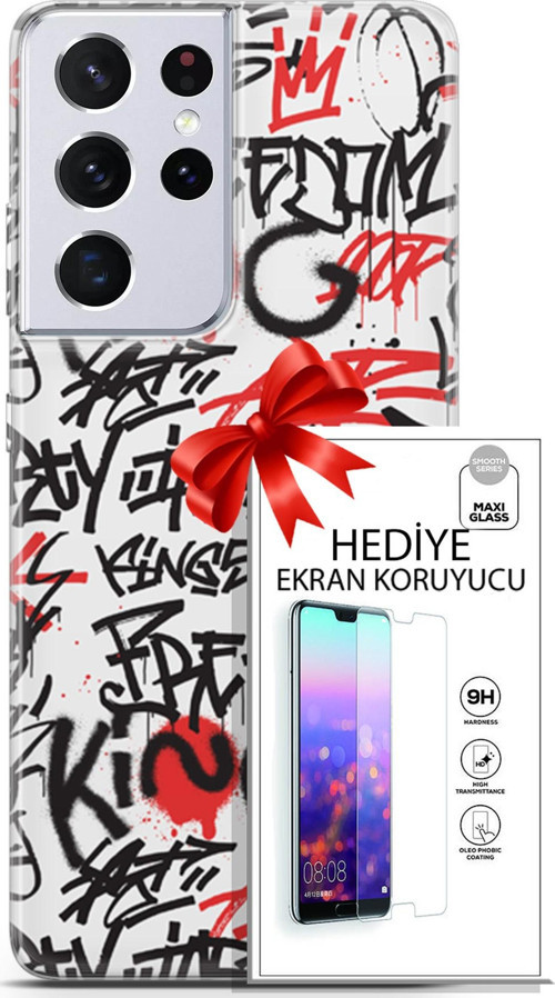 Samsung Galaxy S21 Ultra Kılıf Orijinal Seri Punky 22 King Freedom Kap + Ekran Koruyucu