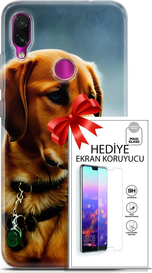 Xiaomi Redmi Note 7 Kılıf Orijinal Seri Dogs 04 Labrador Silikon Kılıf + Ekran Koruyucu Full Koruma