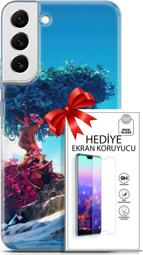 Samsung Galaxy S22 Plus Kılıf Orijinal Seri Neo 04 Spiderman Silikon Kılıf + Ekran Koruyucu Full Koruma