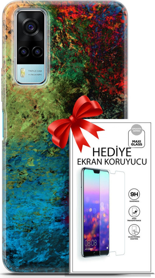 Vivo Y53S 4G Kılıf Orijinal Seri Nature 16 Tuval Hediyelik Kılıf Ve Ekran Koruyucu