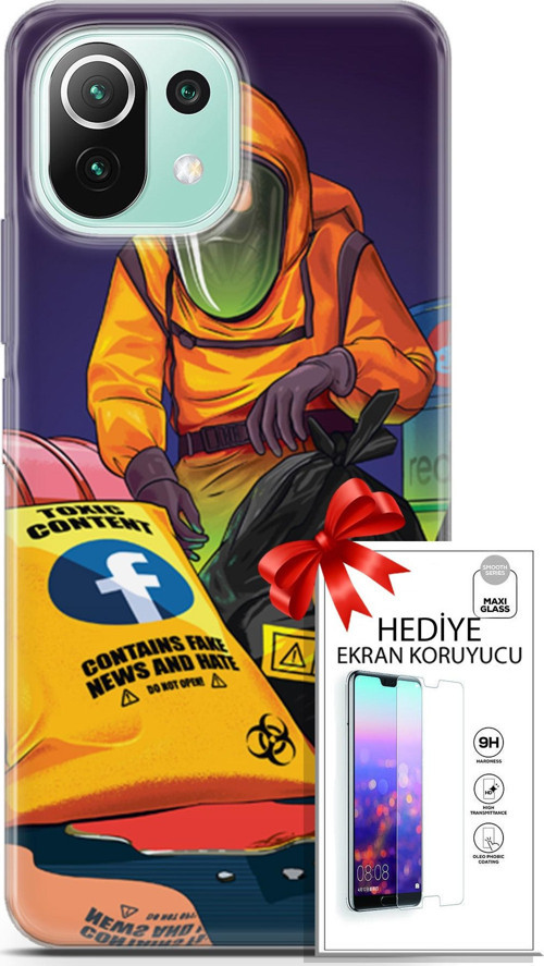 Xiaomi 11 Lite 5G Ne Kılıf Orijinal Seri Cardano 24 Toxic Darbe Emici Kılıf + Ekran Koruyucu