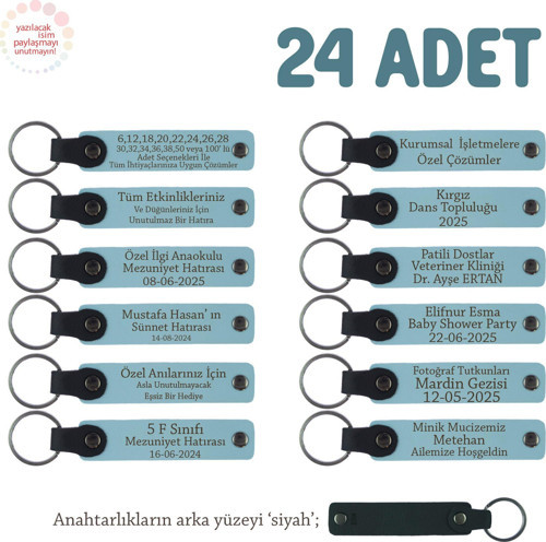 Gök Mavi&Siyah, Miniklere İsim Yazılı Karne Hediyesi Anahtarlık 24’lü Set, İlk Öğrenim Öğrencilerine