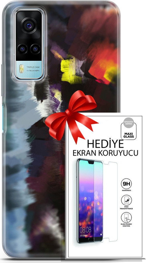 Vivo Y53S 4G Kılıf Orijinal Seri Nature 19 Çok Renkli Tam Koruma Kılıf + Ekran Koruyucu