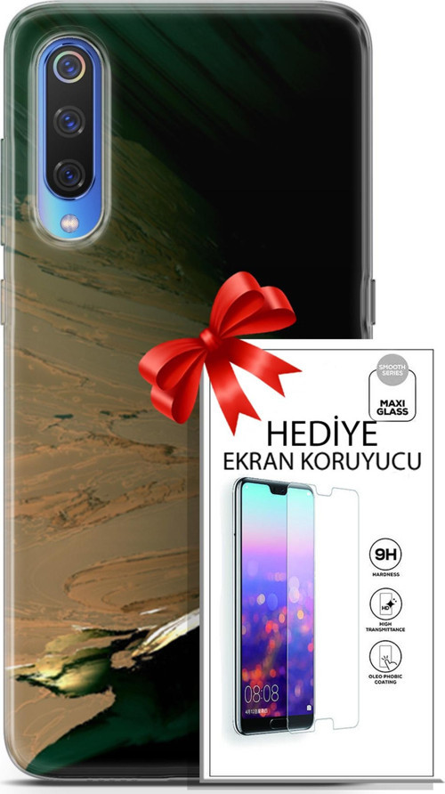Xiaomi Mi 9 Kılıf Orijinal Seri Nature 02 Yeşil Sarı Kapak Ve Ekran Koruyucu