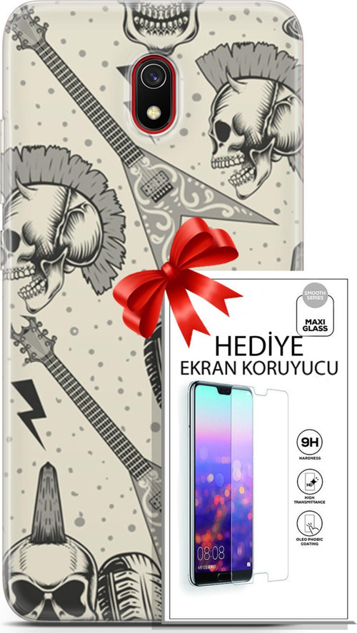 Xiaomi Redmi 8A Kılıf Orijinal Seri Punky 20 Trash Punk Renkli Kılıf Ekran Koruyucu