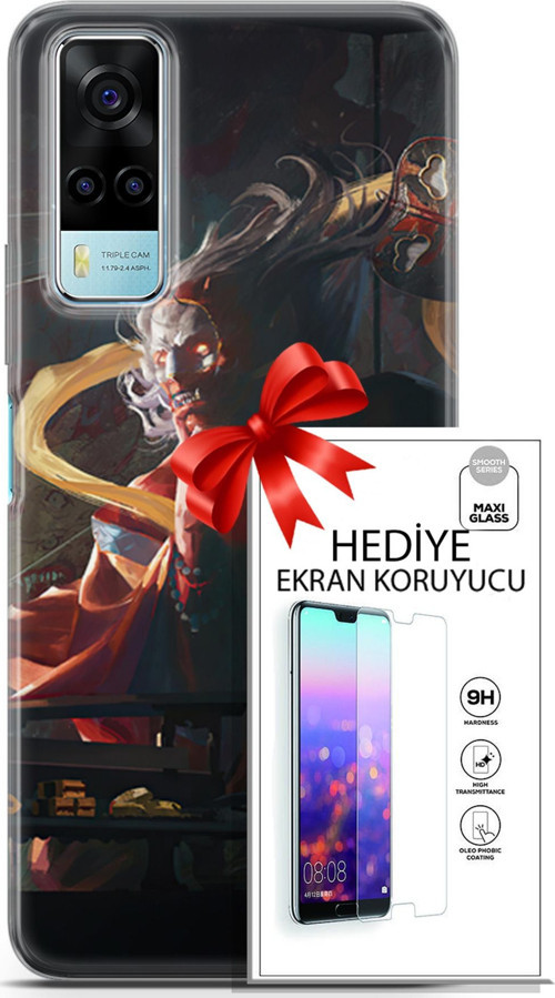 Vivo Y53S 4G Kılıf Orijinal Seri Neo 07 Batman Vs Deathstroke Desenli Kılıf + Ön Ekran Koruyucu