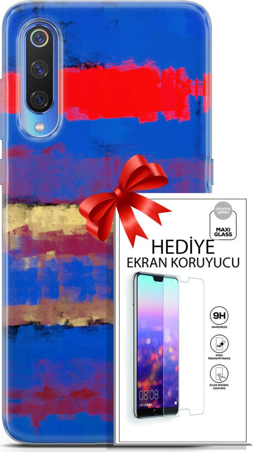 Xiaomi Mi 9 Kılıf Orijinal Seri Nature 09 Turuncu Mavi Uv Kılıf Ve Ekran Koruyucu
