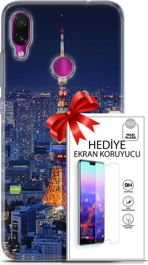 Xiaomi Redmi Note 7 Kılıf Orijinal Seri Fantasy 02 Eyfel Kapak Ve Ekran Koruyucu