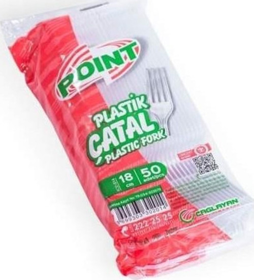 Plastik Lüx Şeffaf Çatal - 18 Cm. - 3.2 Gr. - 50 Adet - Paket
