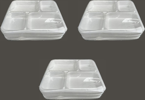 Tek Kullanımlık Köpük 4 Bölmeli Tabldot Köpük Tabak - 26.5x30 Cm. - 10 Adetlik 3 Paket