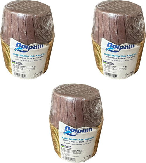 Muffin Kağıt Karton Kahve Altın Cupcake Kek Kalıbı Kapsülü Kabı - 25 Adetlik 3 Paket