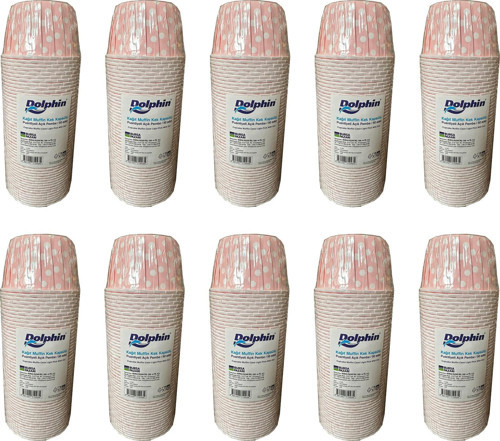 Muffin Kağıt Karton Pembe Puantiyeli Cupcake Kek Kalıbı Kapsülü Kabı - 50 Adetlik 10 Paket