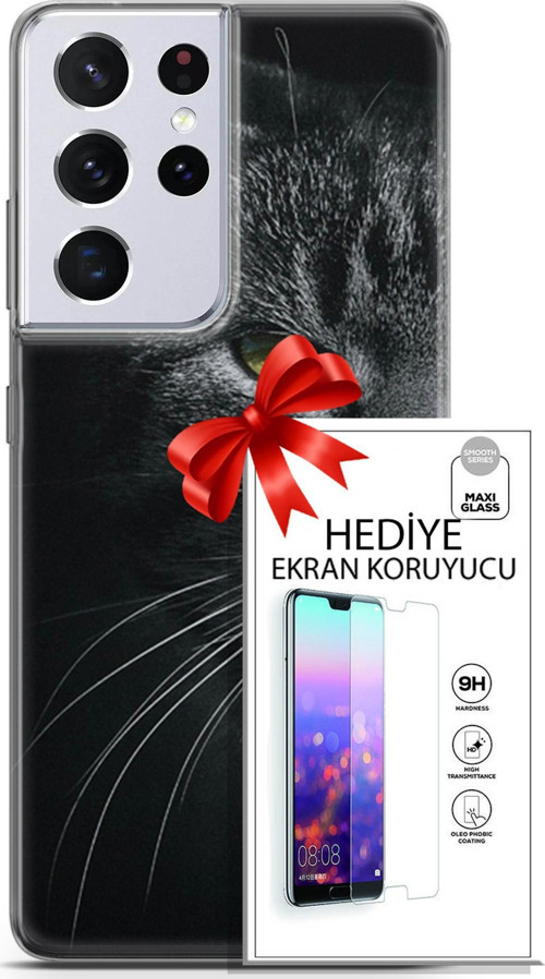 Samsung Galaxy S21 Ultra Kılıf Orijinal Seri Scotish-British 24 Asi Kedi Darbe Emici Kılıf + Ekran Koruyucu