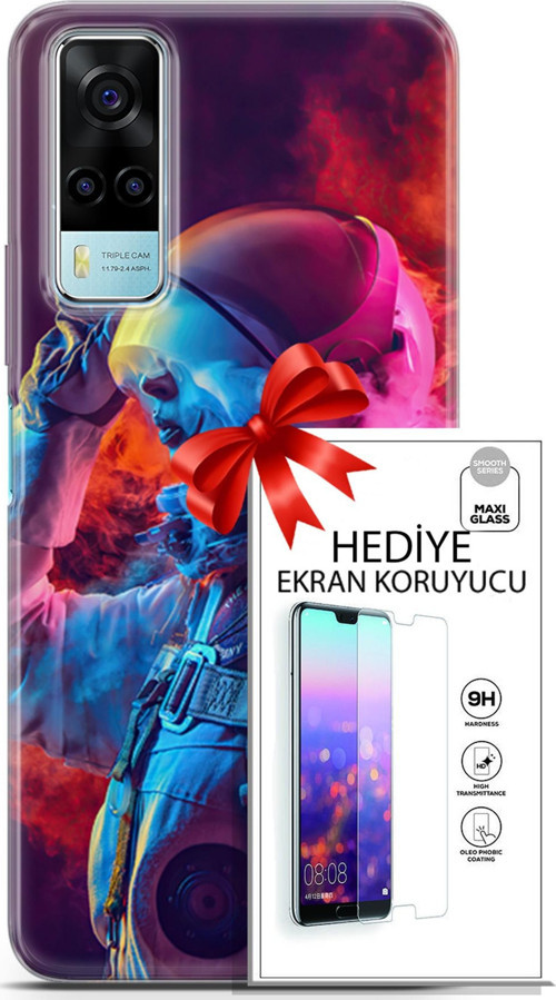 Vivo Y53S 4G Kılıf Orijinal Seri Neo 18 Spider Man Noir Parlak Kılıf + Ekran Koruyucu Full Koruma