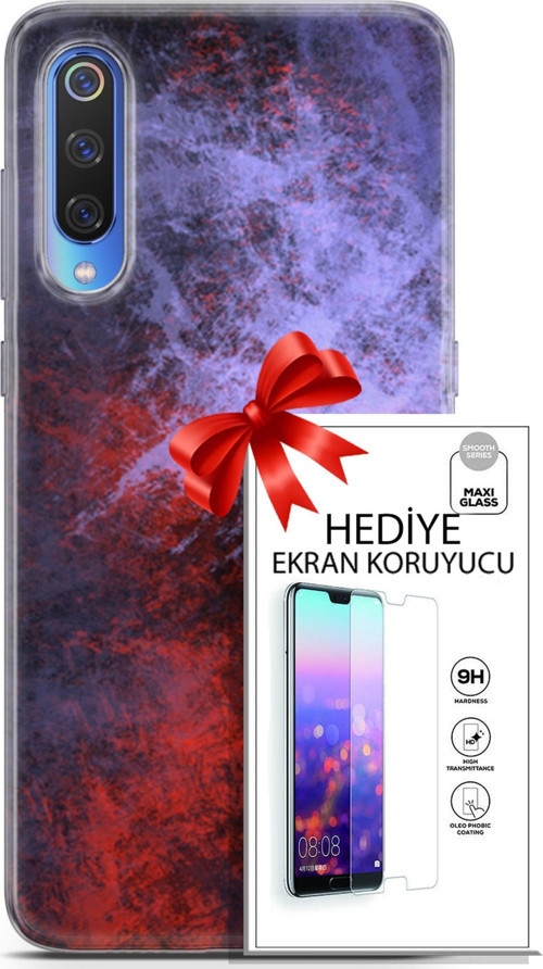 Xiaomi Mi 9 Kılıf Orijinal Seri Nature 18 Karışık Parlak Kılıf + Ekran Koruyucu Full Korumaketi
