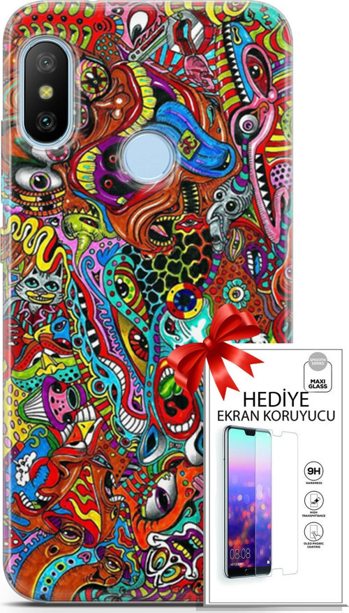 Xiaomi Mi A2 Lite Kılıf Orijinal Seri Cardano 02 Grafitti Kapak Ve Ekran Koruyucu