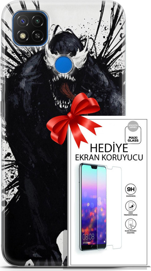 Xiaomi Redmi 10A Kılıf Orijinal Seri Cardano 20 Canavar Renkli Kılıf Ekran Koruyucu