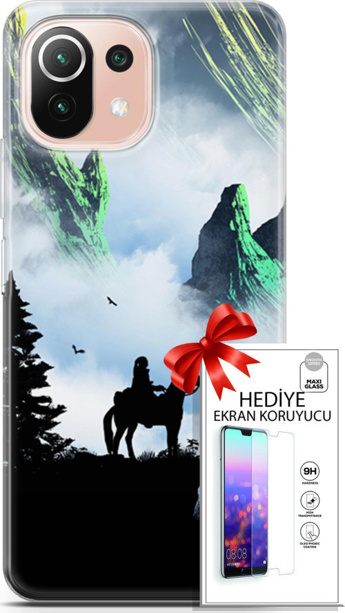 Xiaomi Mi 11 Lite Kılıf Orijinal Seri Algorand 25 Atlı Soyulmayan Kılıf + Ekran Koruyucu Full Koruma
