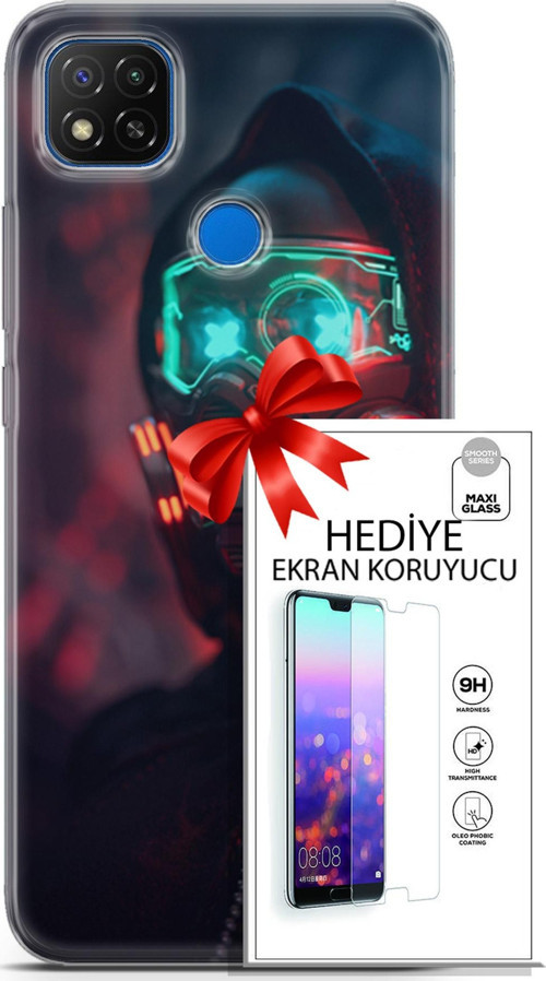 Xiaomi Redmi 10A Kılıf Orijinal Seri Cyberpunk 03 Vr Maske Arka Kapak + Ekran Koruyucu