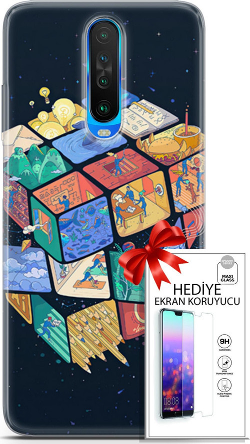 Xiaomi Redmi K30 Kılıf Orijinal Seri Algorand 03 Rubik Arka Kapak + Ekran Koruyucu
