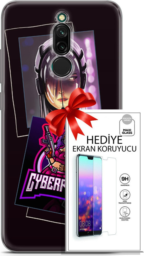 Xiaomi Redmi 8 Kılıf Orijinal Seri Cyberpunk 10 Cyber Kız Full Hd Kılıf + Ekran Koruyucu