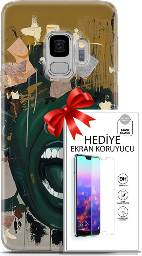 Samsung Galaxy S9 Kılıf Orijinal Seri Soul 15 Koyu Yeşil Kalın Silikon + Ekran Koruyucu