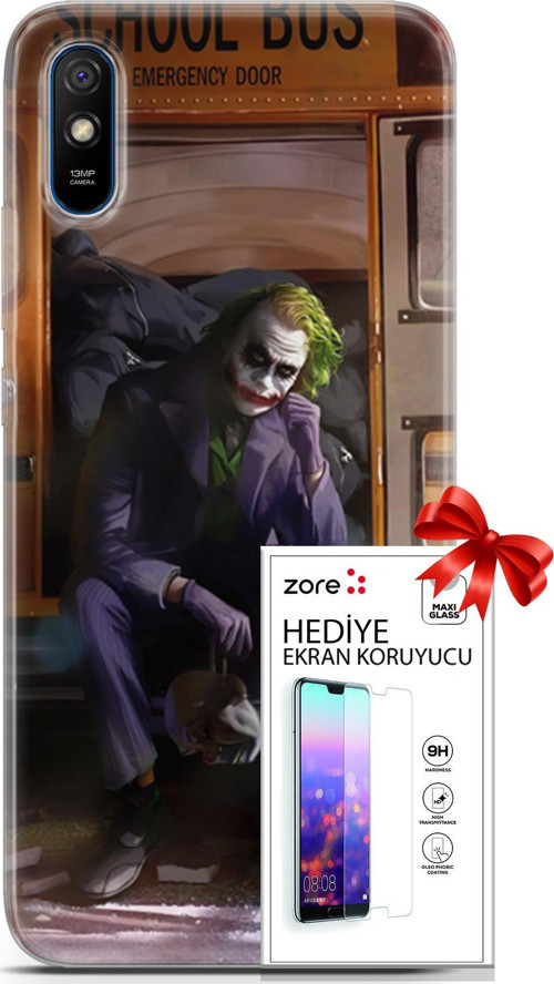 Xiaomi Redmi 9A Kılıf Orijinal Seri Supers 05 Joker Poster Koruma Kılıfı + Ekran Koruyucu