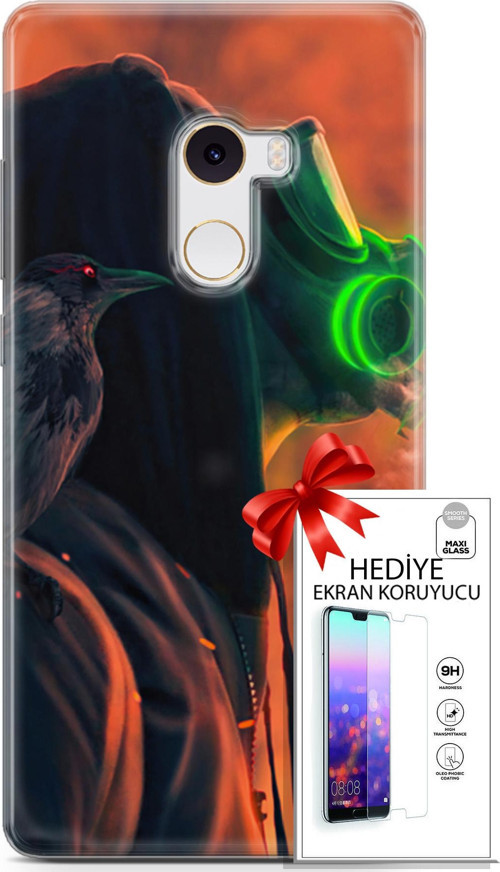 Xiaomi Mi Mix 2 Kılıf Orijinal Seri Algorand 01 Gaz Maskeli Telefon Kılıfı + Ekran Koruyucu