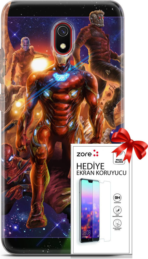 Xiaomi Redmi 8A Kılıf Orijinal Seri Supers 28 Avengers Endgame İz Bırakmayan Kılıf + Ön Ekran Koruyucu