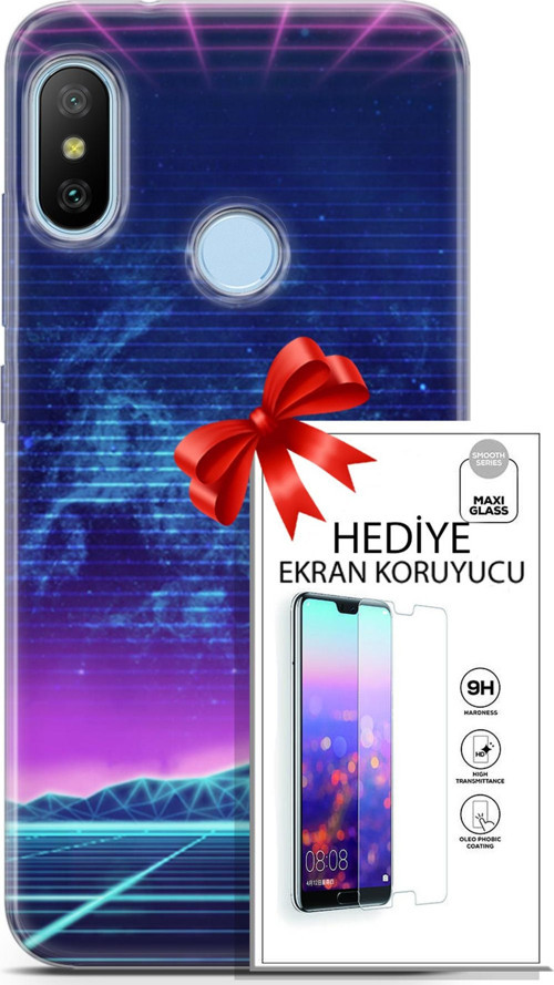 Xiaomi Mi A2 Lite Kılıf Orijinal Seri Cyberpunk 30 Neon Game Kenarları Şeffaf Kapak Ve Ekran Koruyucu
