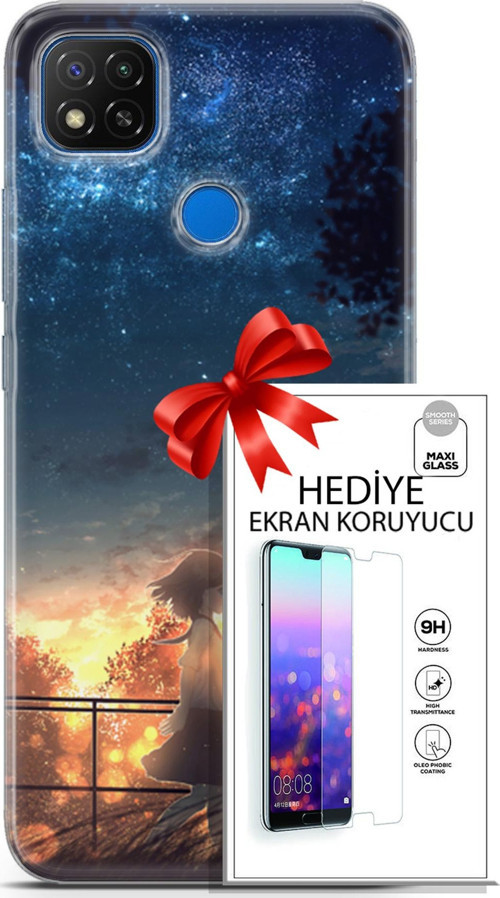 Xiaomi Redmi 10A Kılıf Orijinal Seri Fantasy 21 Anime Yıldızlar Darbe Önleyici Kapak + Ön Ekran Koruyucu