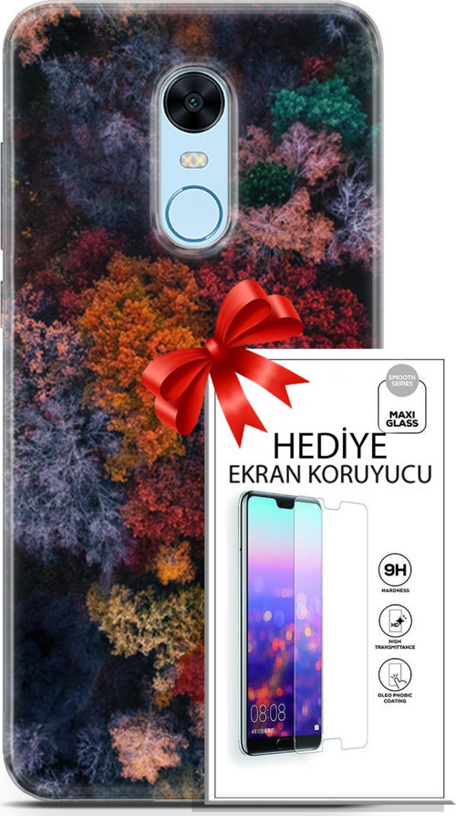 Xiaomi Redmi 5 Plus Kılıf Orijinal Seri Fantasy 16 Renkli Ağaçlar Hediyelik Kılıf Ve Ekran Koruyucu