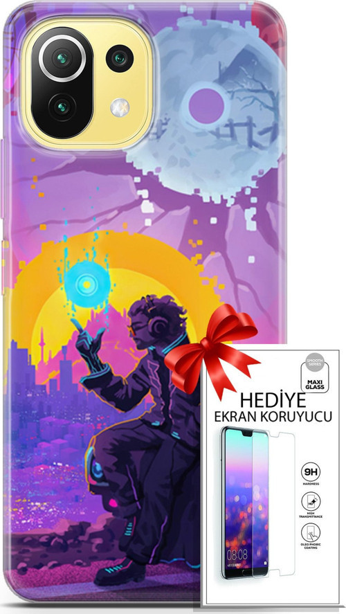 Xiaomi 11 Lite 5G Kılıf Orijinal Seri Cardano 25 Araba Soyulmayan Kılıf + Ekran Koruyucu Full Koruma