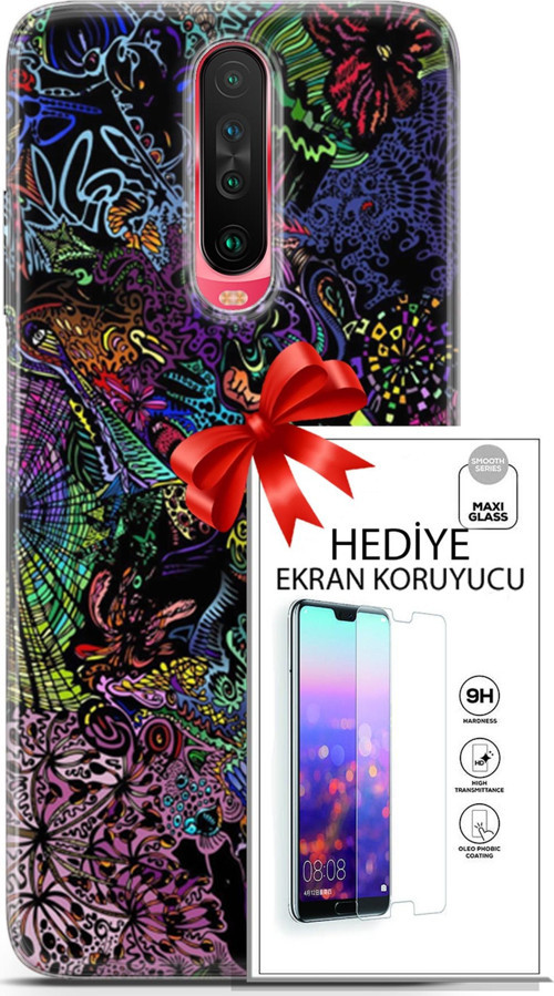 Xiaomi Poco X2 Kılıf Orijinal Seri Cardano 03 Karışık Renkler Arka Kapak + Ekran Koruyucu