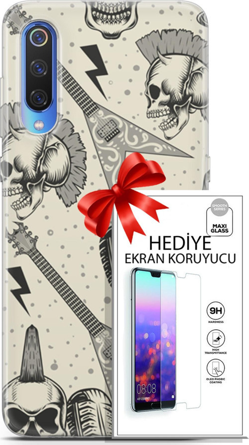 Xiaomi Mi 9 Kılıf Orijinal Seri Punky 20 Trash Punk Renkli Kılıf Ekran Koruyucu