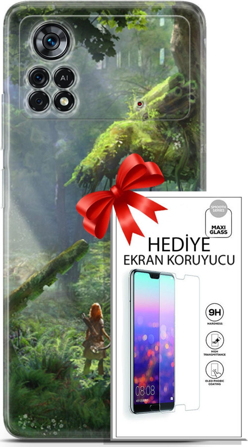 Xiaomi Poco X4 Pro 5G Kılıf Orijinal Seri Cardano 13 Orman Case Kapak Ekran Koruyucu
