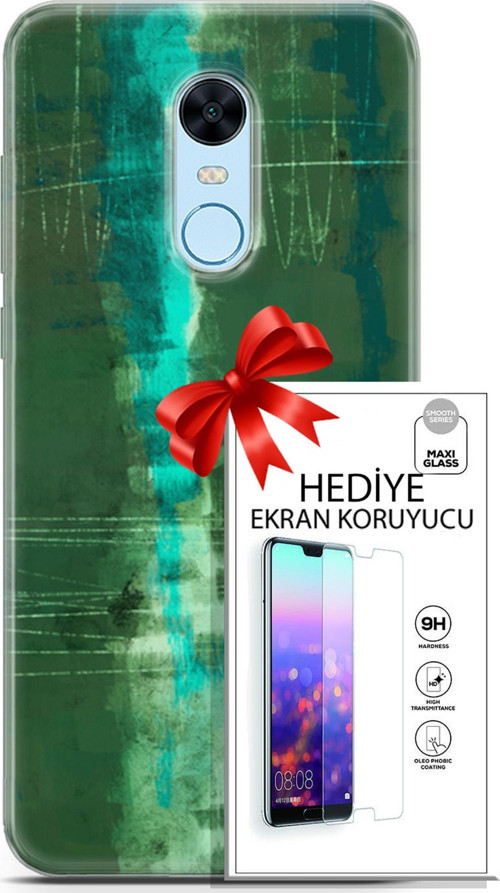 Xiaomi Redmi 5 Plus Kılıf Orijinal Seri Nature 06 Yeşil Koruyucu Kapak Ekran Koruyucu