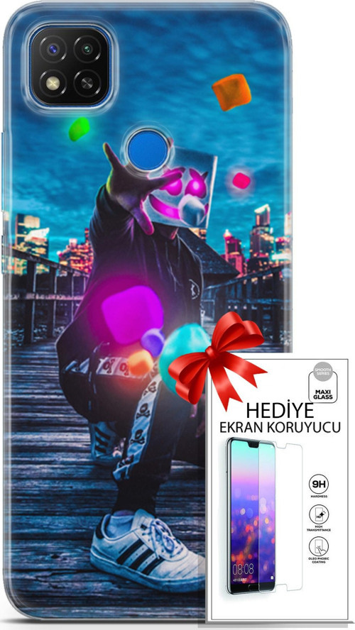 Xiaomi Redmi 9C Kılıf Orijinal Seri Algorand 10 Köprü Full Hd Kılıf + Ekran Koruyucu