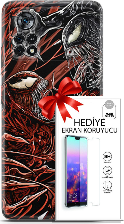 Xiaomi Poco X4 Pro 5G Kılıf Orijinal Seri Cardano 21 Stranger Darbe Önleyici Kapak + Ön Ekran Koruyucu