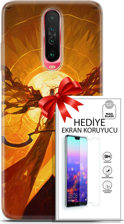 Xiaomi Poco X2 Kılıf Orijinal Seri Cardano 27 Şeytan Lazer Kesim Silikon Ekran Koruyucu