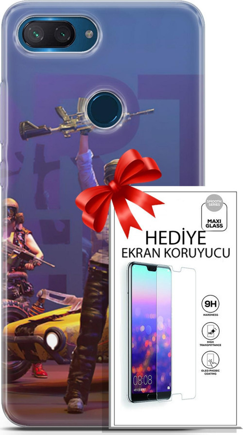 Xiaomi Mi 8 Lite Kılıf Orijinal Seri Pubg 05 Silahlı Karakter Koruma Kılıfı + Ekran Koruyucu