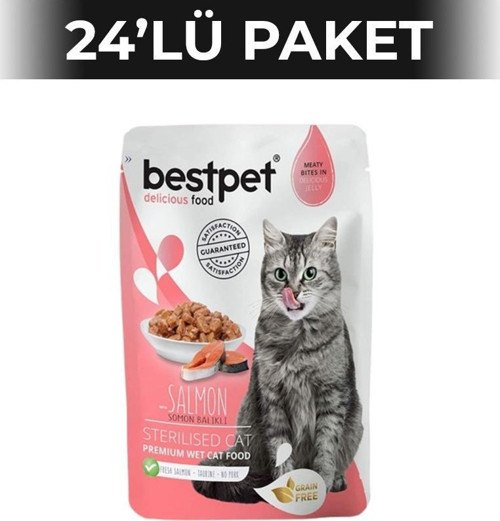 Sterilised Jelly Somonlu Yetişkin Yaş Kedi Maması 85 gr 24 Adet
