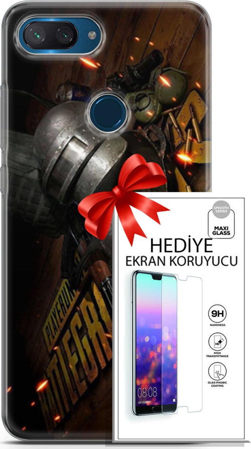 Xiaomi Mi 8 Lite Kılıf Orijinal Seri Pubg 18 Tabela Parlak Kılıf + Ekran Koruyucu Full Korumaketi