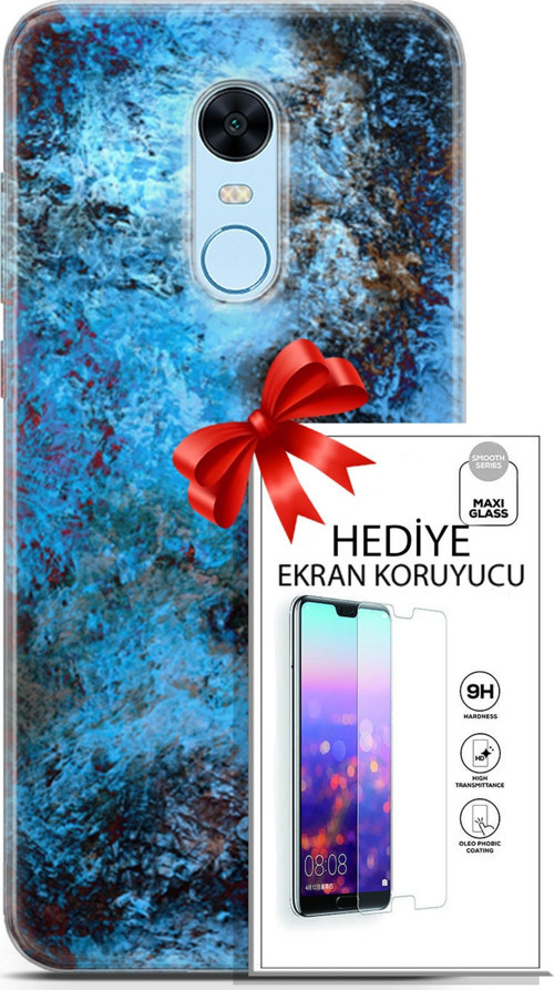 Xiaomi Redmi 5 Plus Kılıf Orijinal Seri Nature 27 Rengarenk Lazer Kesim Silikon Ekran Koruyucu