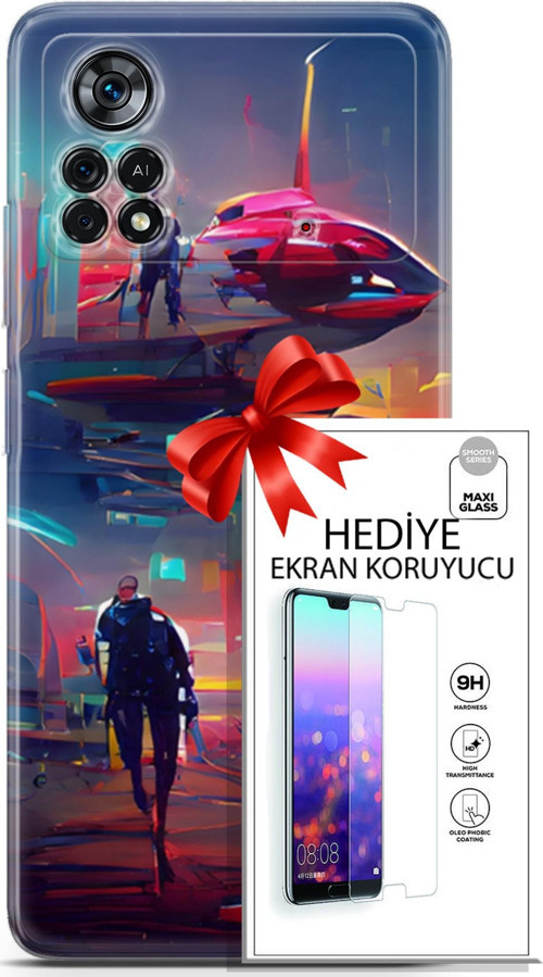 Xiaomi Poco X4 Pro 5G Kılıf Orijinal Seri Cyberpunk 12 Mars Tasarım Kılıf + Ekran Koruyucu
