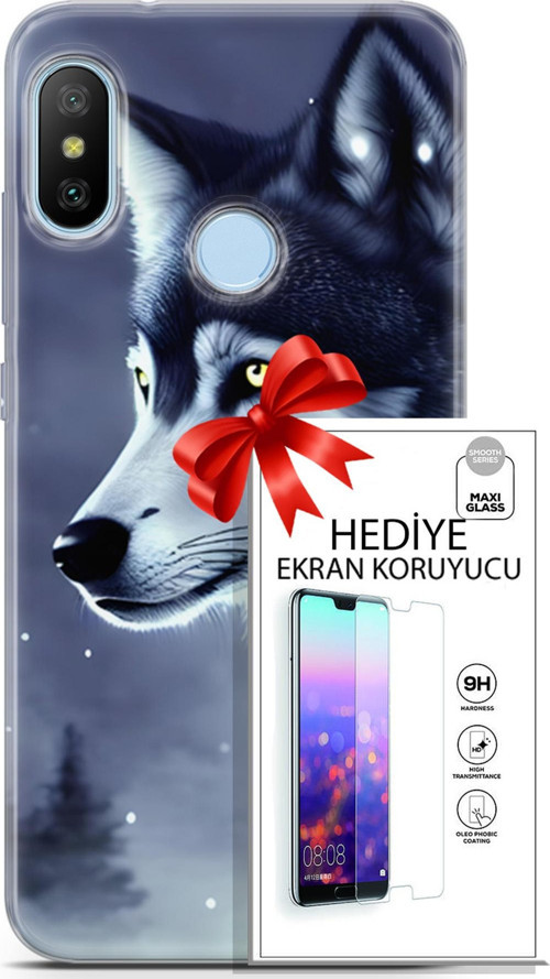 Xiaomi Mi A2 Lite Kılıf Orijinal Seri Dogs 06 Yalnız Kurt Koruyucu Kapak Ekran Koruyucu
